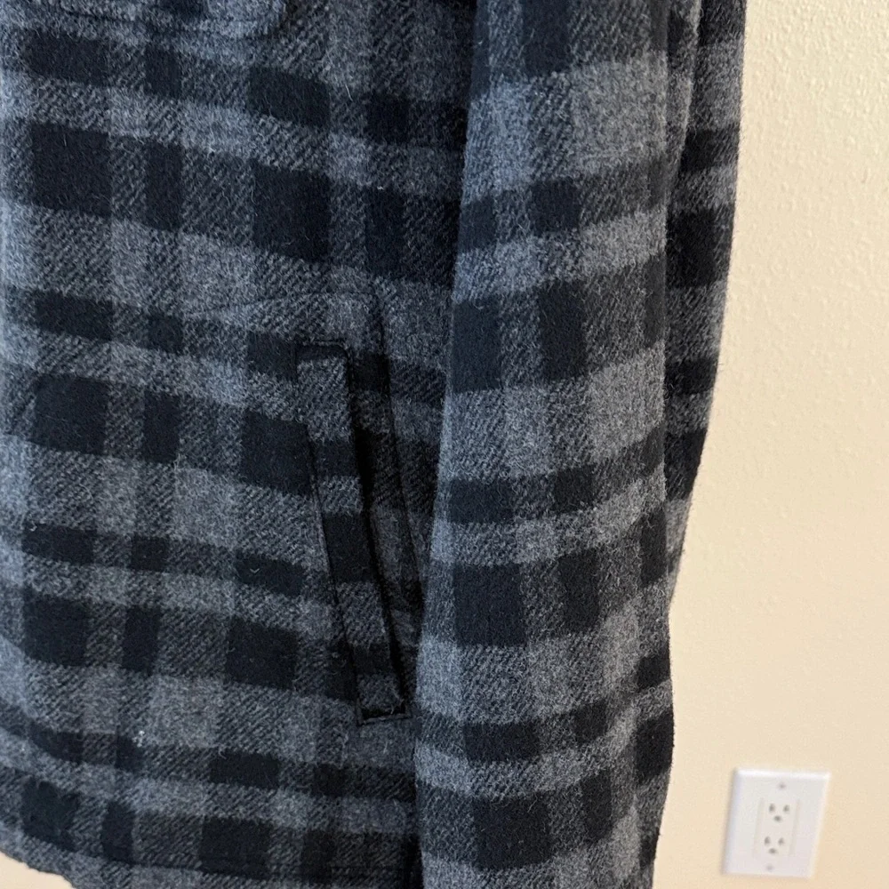 Men’s Theory Black & Gray Plaid Wool Jacket Shirt - Picture 5 of 14